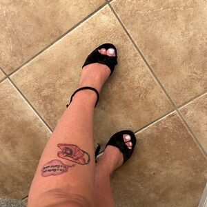 Chinese laundry bowed velvet black platforms